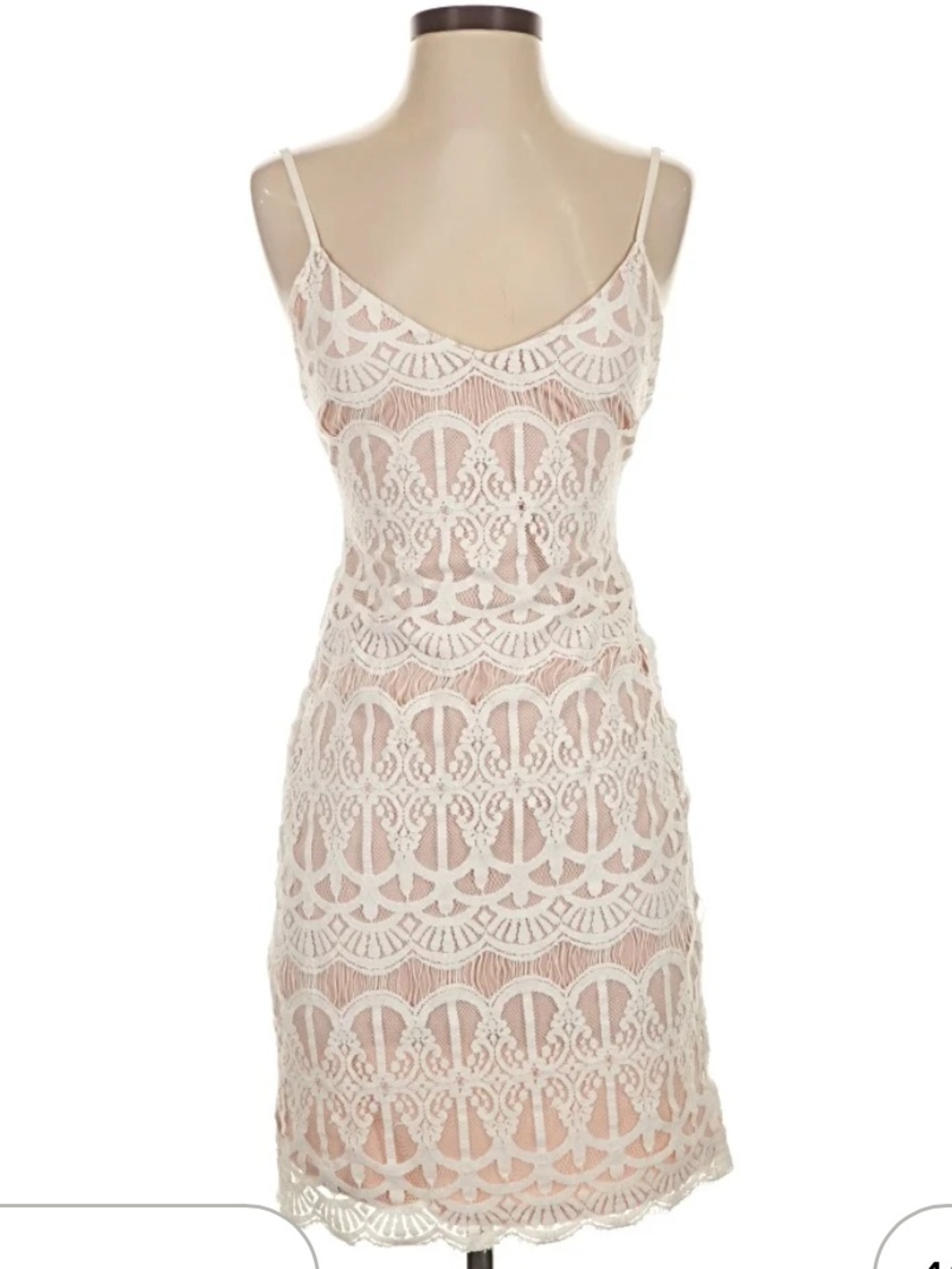 Leith White Lace Mini Dress with Nude Lining